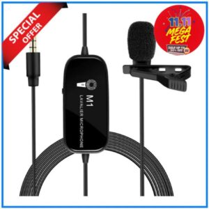 K&F Concept KF10.010 M1 Omnidirectional Condenser Rechargable Noise Cancelling Professional Lavalier Microphone - Black