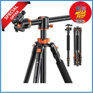 K&F Concept KF09.090V1 T254A4 Aluminum Overhead Ball Head Tripod with Monopod (NEW VERSION) - Black