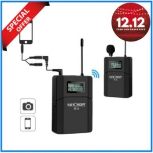 K&F Concept KF10.002 M8 Camera-Mount UHF Professional Wireless Lavalier Microphone System for Camera and Smartphone – Black