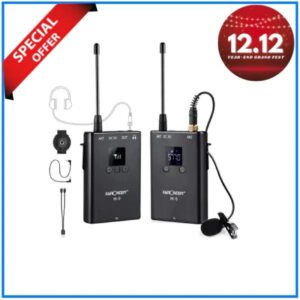 K&F Concept KF10.016 M9 Camera-Mount UHF Wireless Lavalier Microphone System – Black