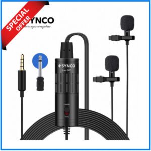 SYNCO Audio Lav-S6D Dual Professional Lavalier Omnidirectional Condenser Microphone - Black