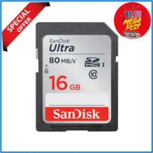 SanDisk 16GB 80MB/s Ultra UHS-I SDHC High-Speed Full HD Record Professional Memory Card - Black
