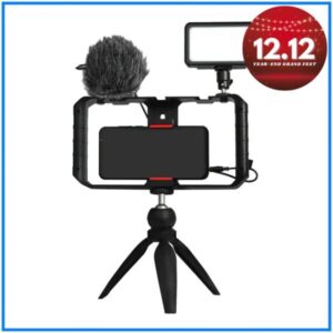 SYNCO Vlogger Kit 1 with Microphone & Rechargable LED Video Light for Cameras/SmartPhone - Black