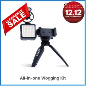 SYNCO Vlogger Kit 2 with Cardioid Microphone & LED Video Light for Camera/SmartPhone - Black