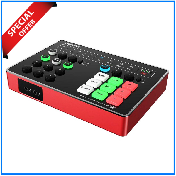 Takstar SC-M1 Portable Live Broadcast Sound Card, Audio Mixer Streaming, ALL-IN-ONE Podcast Live Broadcast for Smartphone/iPad/PC - Black