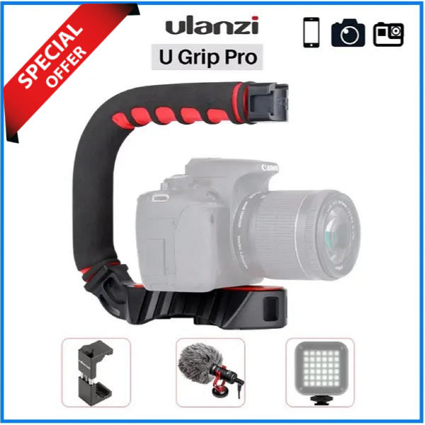 Ulanzi U-Grip Pro Triple Shoe Mounts Camera/Smartphone Handle Grip - Black
