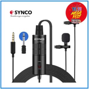 SYNCO Audio Lav-S6D Dual Professional Lavalier Omnidirectional Condenser Microphone - Black