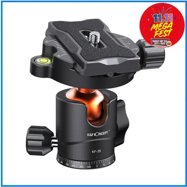 K&F Concept KF31.029V3 BH-25 Rotation 360° 8KG Load Capacity Professinal Ball Head (NEW VERSION) - Black
