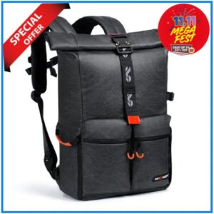 K&F Concept KF13.096V1 Multifunctional Waterproof Large Capacity Professional Camera Backpack with Laptop Chamber for Photo and Video – Grey