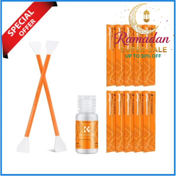 K&F Concept SKU.1964 10Pcs Double-Headed Cleaning Stick Swab with 20ml Cleaning Liquid Solution Set for CMOS APS-C Cameras - White