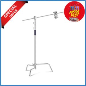 K&F Concept KF34.037 100% Stainless Steel Heavy Duty C-Stand with Boom Arm - White