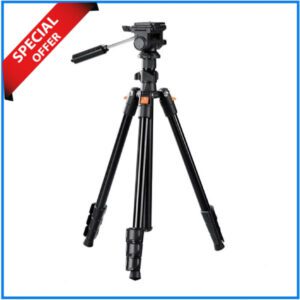 K&F Concept KF09.115V1 O234A0 Video Tripod with Smartphone Holder (New Version) - Black