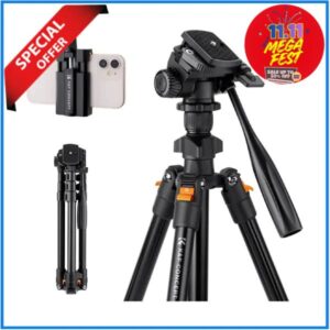 K&F Concept KF09.115V1 K234A0 Lightweight Compact Aluminum Video Tripod - Black