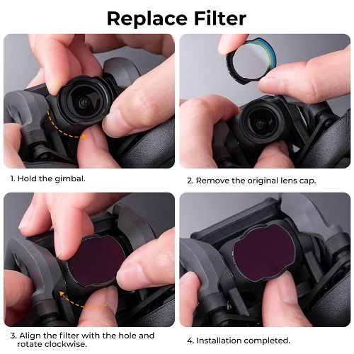 Uvafly Set Di 6 Filtri Flip Per Obiettivo DJI Flip Drone, CPL/ND8/ND16/ND32/ND64/ND128, Versione In Plastica Con Custodia