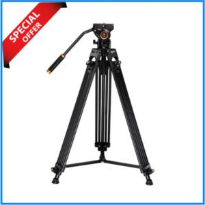 K&F Concept KF09.121 VA18+VH081 Aluminum Alloy Professional Fluid Head Video Tripod - Black