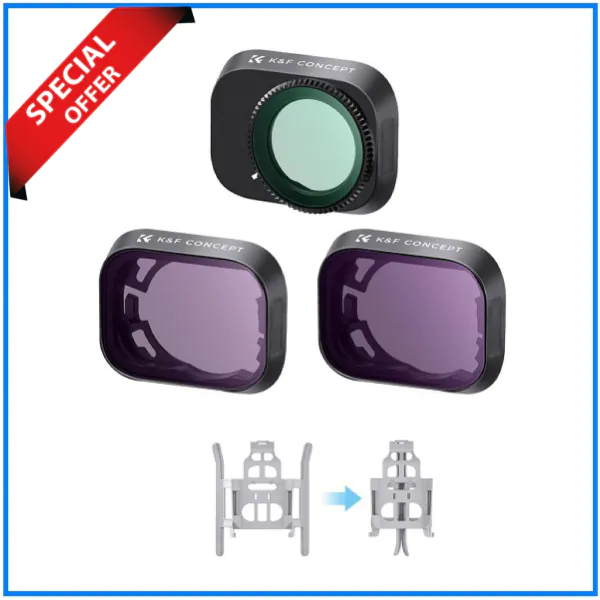 K&F Concept SKU.1956 NANO-X Series Drone Filter Set (CPL+ND8+ND16) for DJI Mini3/DJI Mini3 Pro – Black