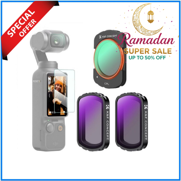 K&F Concept SKU.2094 DJI Osmo Pocket 3 NANO-X Series 8K Ultra HD 3pcs Filter Set (CPL+ND4+ND8) - Black