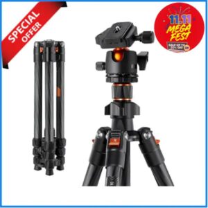 K&F Concept KF09.123 K254C2 Lightweight Compact Professional Carbon Fiber Ball Head Tripod – Black