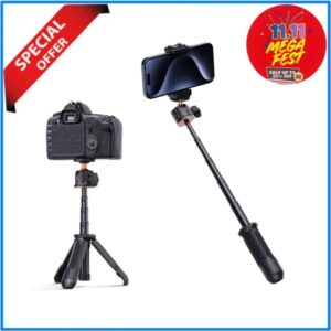 K&F Concept KF09.128V3 MS-09 Mini Tripod Selfie Stick with Wireless Remote (New Version) - Black