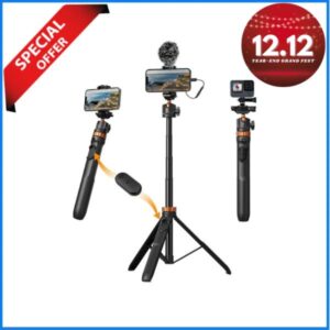 K&F Concept KF09.127V1 MS-08 Portable Tripod Selfie Stick with Wireless Remote and Action Camera Adapter (62