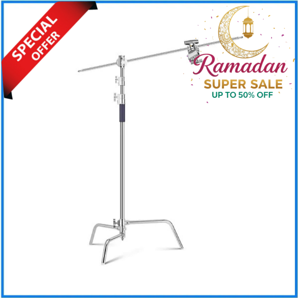 K&F Concept KF34.037 100% Stainless Steel Heavy Duty C-Stand with Boom Arm - White