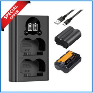 K&F Concept KF28.0018 Fujifilm NP-W235 2200mAh 2 Batteries & Fast Dual Slot Charger Set - Black