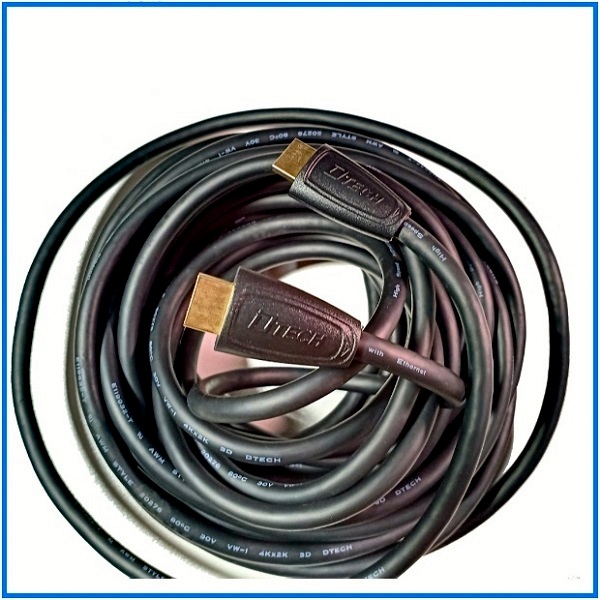DTECH DT-H008 HDMI Male To HDMI Male Gold-Plated Copper Build Cable (11 Meter) - Black - Image 4