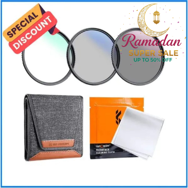 K&F Concept SKU.1937V1 49mm MCUV+CPL+ND4 Lens Filter Kit with Lens Cleaning Cloth and Filter Bag - Combo Pack