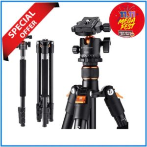 K&F Concept KF09.111V1 B234A1 Aluminum Professional Ball Head Tripod with Monopod - Black