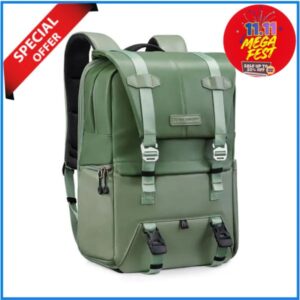 K&F Concept KF13.087AV9 Multifunctional Waterproof Beta Lightweight Leather Camera Backpack with 15.6