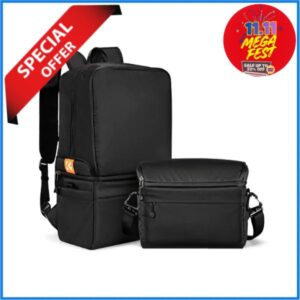 K&F Concept KF13.129 Multifunctional Waterproof Collapsible 2 in 1 Camera Backpack with Side Bag – Black