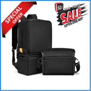 K&F Concept KF13.129 Multifunctional Waterproof Collapsible 2 in 1 Camera Backpack with Side Bag – Black