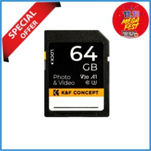K&F CONCEPT KF42.0013 64GB 90MB/s 4K UHD U3 V30 SDXC Memory Card - Black