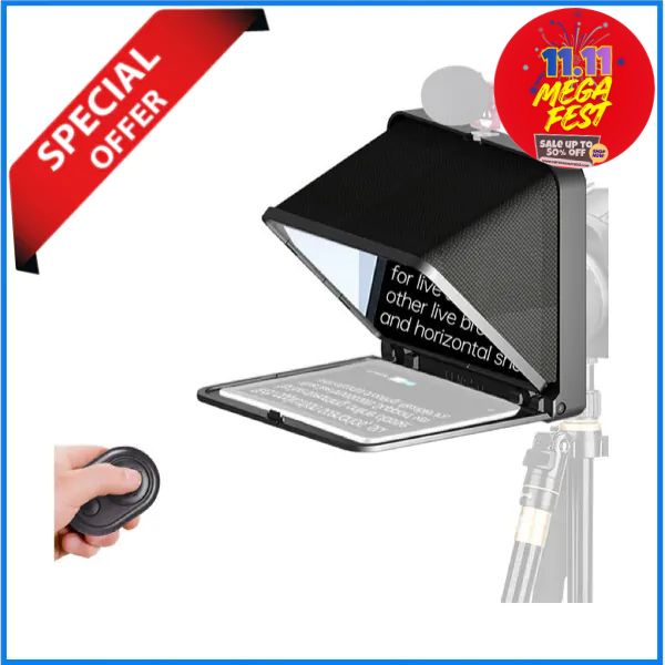 LENSGO TC7 Portable Professional Teleprompter for Camera & Smartphones - Black