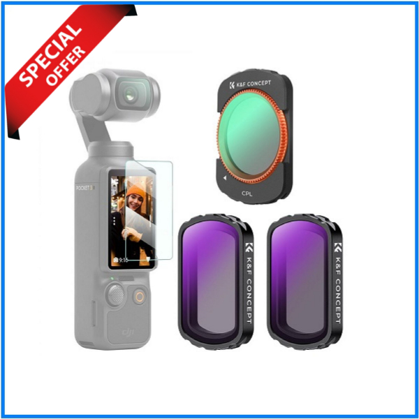 K&F Concept SKU.2094 DJI Osmo Pocket 3 NANO-X Series 8K Ultra HD 3pcs Filter Set (CPL+ND4+ND8) - Black