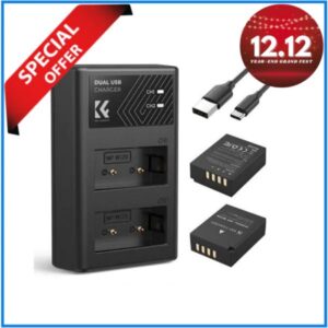 K&F Concept KF28.0030 Fujifilm NP-W126 1300mAh 2 Batteries & Fast Dual Slot Charger Set - Black