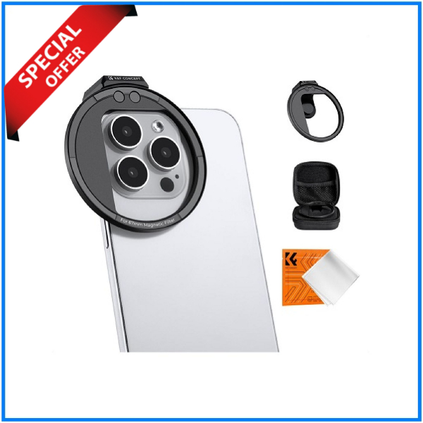 K&F Concept KF01.2675 67mm Smartphone Magnetic Filter Adapter with Cold Shoe Mount - Black