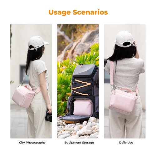 K&F Concept KF13.179V2 Crossbody Camera Sling Shoulder Bag – Pink - Image 2