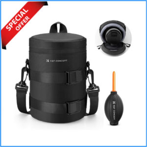 K&F Concept KF13.201 Waterproof Zipper Camera Lens Protective Pouch Case Bag with Air Blower (Medium Size) - Black