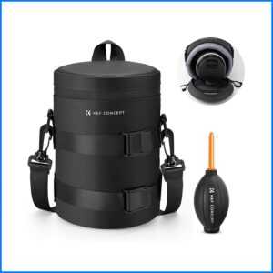 K&F Concept KF13.202 Waterproof Zipper Camera Lens Protective Pouch Case Bag with Air Blower (Large Size) - Black