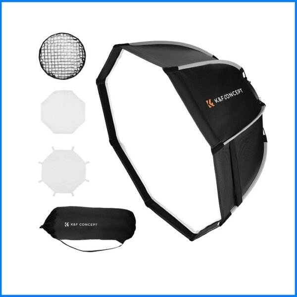 K&F Concept KF18.0007 Quick Release Bowens Mount Octagonal Softbox with Honeycomb Grid Light Diffusers & Carrying Bag (22