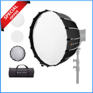 K&F Concept KF18.0008 Quick Release Bowens Mount Parabolic Hexadecagon Softbox with Honeycomb Grid & Carrying Bag (23.6