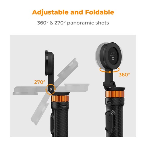 K&F Concept KF09.139 MS-19 Magnetic Selfie Stick Iphone Tripod with Detachable Remote Control (63''/160cm) - Black - Image 3