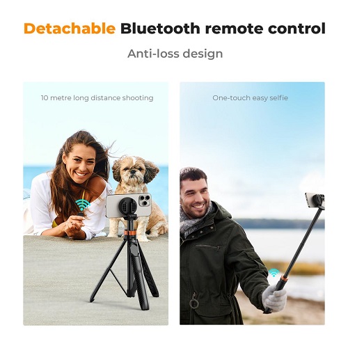 K&F Concept KF09.139 MS-19 Magnetic Selfie Stick Iphone Tripod with Detachable Remote Control (63''/160cm) - Black - Image 4