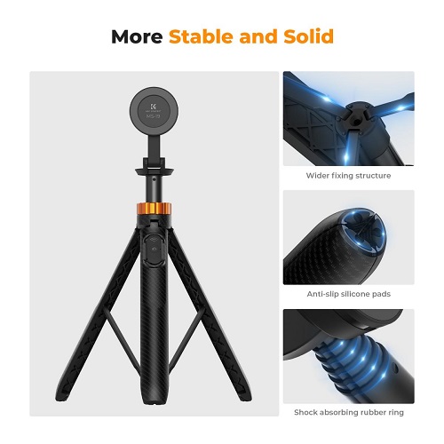 K&F Concept KF09.139 MS-19 Magnetic Selfie Stick Iphone Tripod with Detachable Remote Control (63''/160cm) - Black - Image 5
