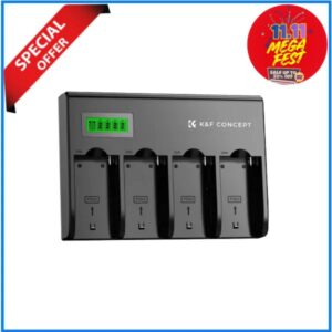 K&F Concept KF28.0045 4-Channel NP-F Series Battery Charger with LCD Display for Sony NP-F Series Batteries - Black