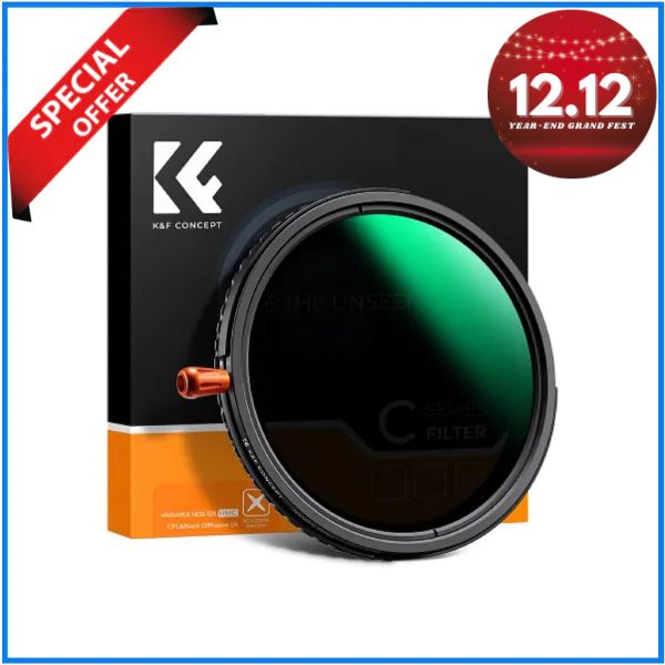 K&F Concept KF01.2064 55mm 3-in-1 ND2-ND32 Variable Neutral Density VND with Circular Polarizer CPL & 1/4 Black Diffusion Filter - Black