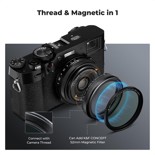 K&F Concept KF01.2882 NANO-X Series Multi Coated HD Optical UV Filter for Fujifilm X100, X100F, X100S, X100T, X100V, X100VI Series - Black - Image 4