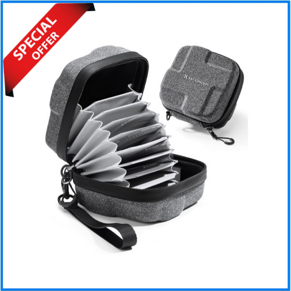 K&F Concept KF13.185 Waterproof 10 Pockets Hard Shell Lens Filter Carrying Case Pouch Bag (82mm) - Grey