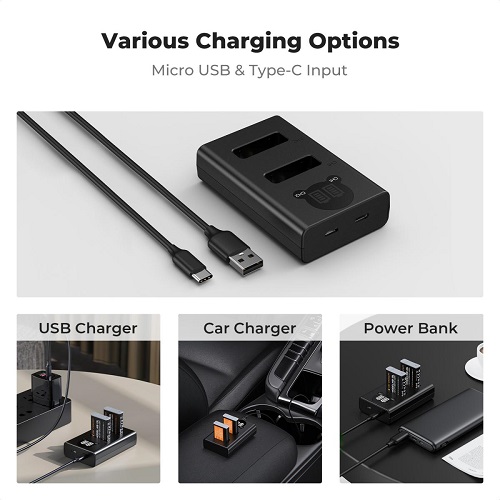 K&F Concept KF28.0043 NB-13L 1250mAh 2 Batteries with Fast Dual Slot Charger Set - Black - Image 4